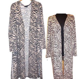 Duster Coat 2XL NEW Long Zebra Print open front cardigan